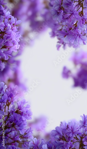 Vibrant Purple Flowers Frame a Soft White Center in This Delicate Floral Arra...