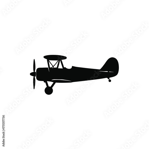 Vintage Biplane Silhouette – Classic Propeller Aircraft