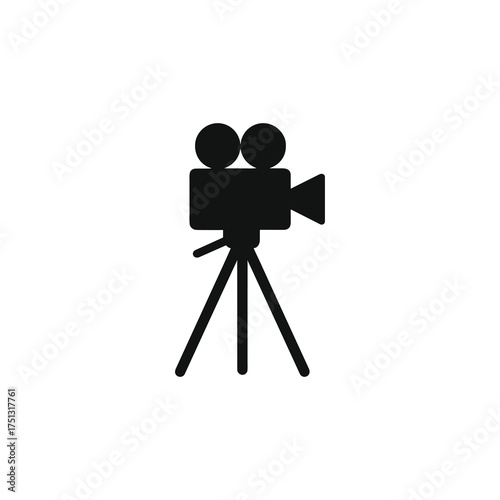 Vintage Movie Camera on Tripod – Film Production Silhouette Icon