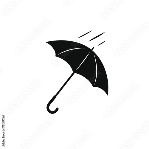 Windblown Umbrella – Stormy Weather Silhouette Vector