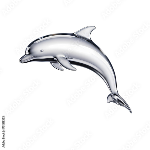 Sleek Silver Dolphin on transparent background