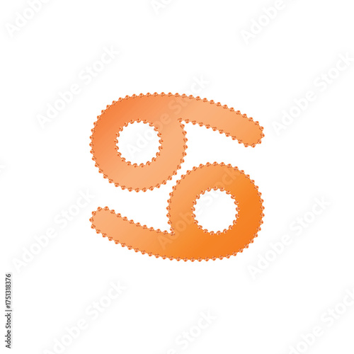 Zodiac horoscope. Cancer astrological icon symbol. Stylized star sign esoteric. Simple line vector illustration.