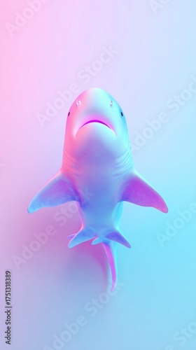 Vibrant Shark in Neon Light - A Captivating Underwater Scene.