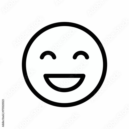Simple line drawing of a happy smiling face, conveying joy and positivity.