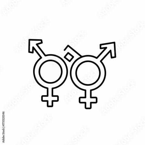 Intertwined gender symbols representing diverse relationships and identity