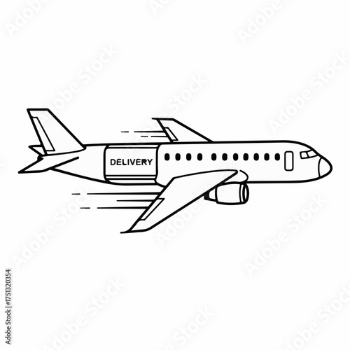 Fast air cargo jet plane in motion, symbolizing rapid delivery and global logistics.