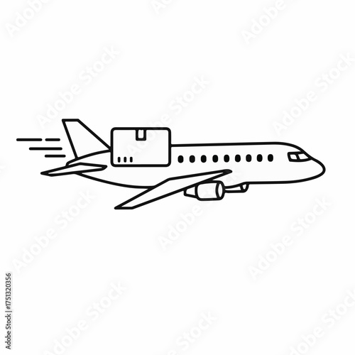 Fast air cargo delivery of package by airplane illustration
