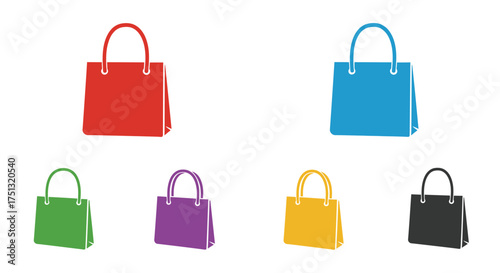 Colorful shopping bags isolated on a white background simple vector illustration