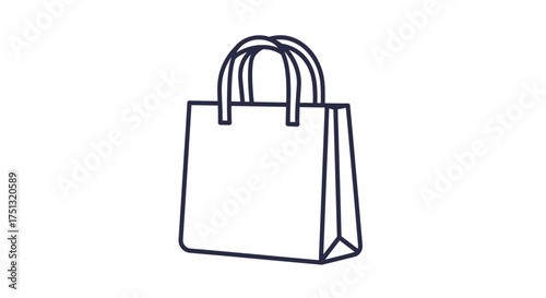 Simple sketch illustration of a paper shopping bag with handles shown