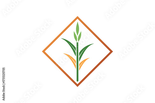 Sugar cane stalk with geometric square border design