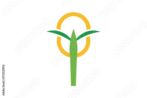 Stylized sugar cane with double ring halo on white background