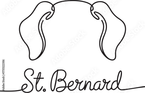 St. Bernard Dog Breed Line Art