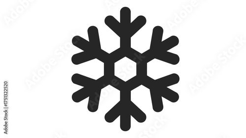 A stark black silhouette of a six pointed snowflake icon representing winter and cold weather perfect for graphic design and seasonal themes silhouette