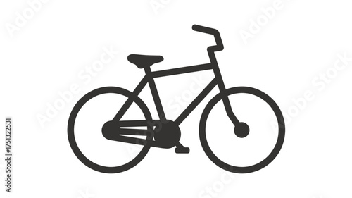 A simple black silhouette of a classic bicycle with two wheels and handlebars on a clean white background representing transportation and freedom silhouette