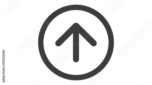 A simple bold black silhouette of an upward pointing arrow inside an oval shape on a white background silhouette