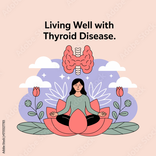 Living Well with Thyroid Disease Wellness Illustration