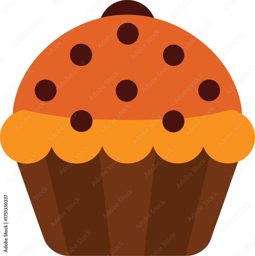 Fototapeta premium muffin with chocolate chips clip art on transparent background
