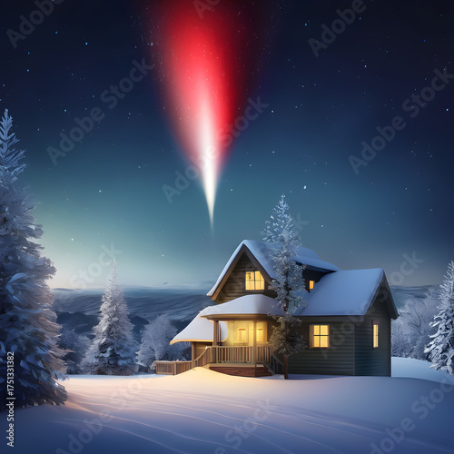 Christmas comet flying during Christmas Eve time