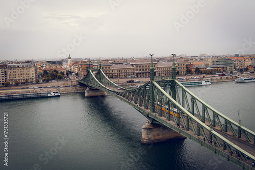 Budapest skyline with the bridge and castle