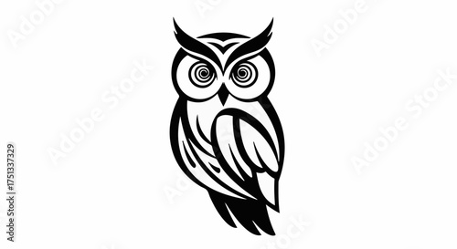 Wise owl illustration with striking eyes on a clean white background