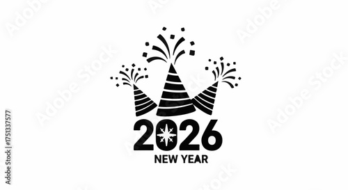 Festive celebration with 2026 New Year's eve party hats and fireworks