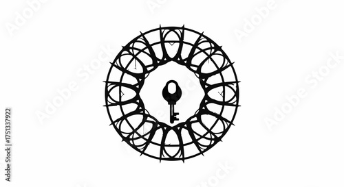 Ornate circular pattern with a central key symbol, representing security and access
