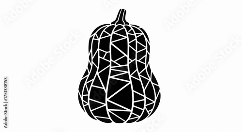 Abstract geometric patterned butternut squash illustration on white background