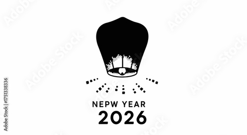 Wishing lantern ascends into the night sky, symbolizing new beginnings for the year 2026