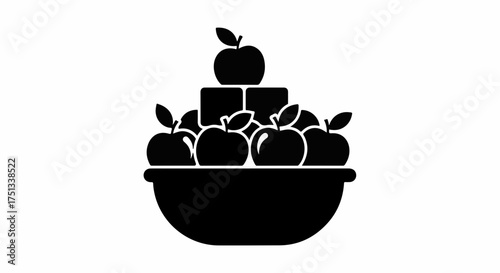Fresh apples piled high in a rustic bowl, a bountiful harvest illustration