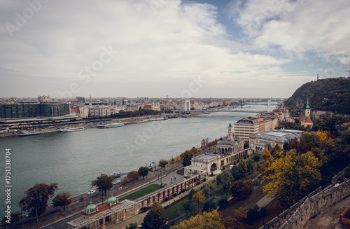 Budapest skyline with the bridge and castle