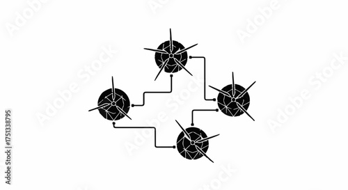 Abstract network of interconnected nodes on white background, symbolizing data flow and connection.