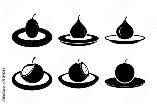 fruit vector icon set for food and restaurant design