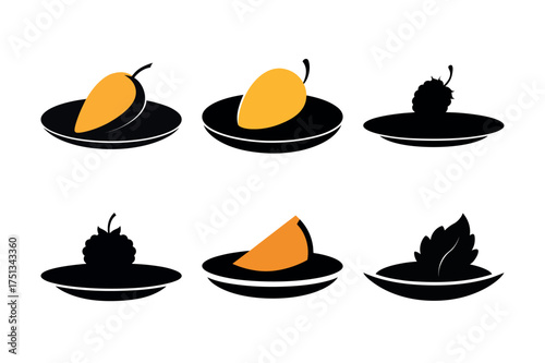 set of different food and drink vector icons for restaurant and cafe design