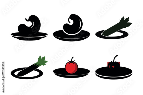 black and white icon set with candles and flowers