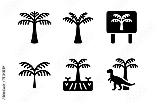 Tropical fern icons for nature and design: minimalist elements for print, card, poster