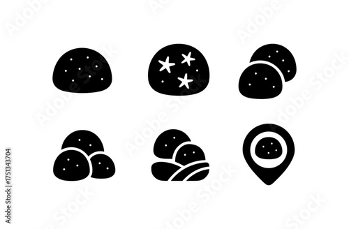 Minimalist cushion moss icons collection for nature-themed designs