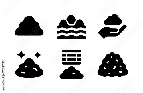 Peat moss icon collection for gardening design and environmental projects