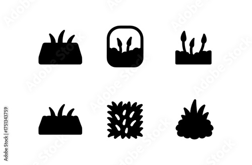 Minimalist sheet moss icons collection for nature inspired design projects