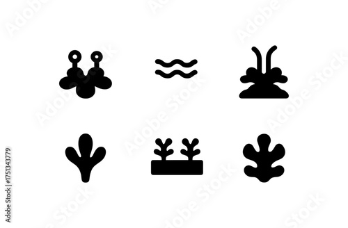 Liverwort plant icon set for botanical design and education