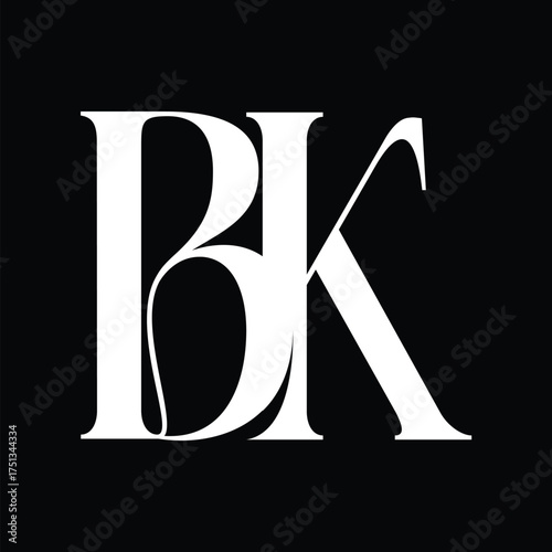 Bk initial letter logo design symbol monogram