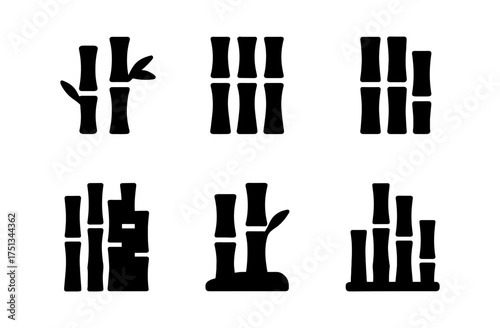 Bamboo forest icons for minimalist design projects and nature-themed prints