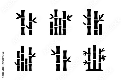 Minimalist bamboo forest icon set for nature and asian-inspired design