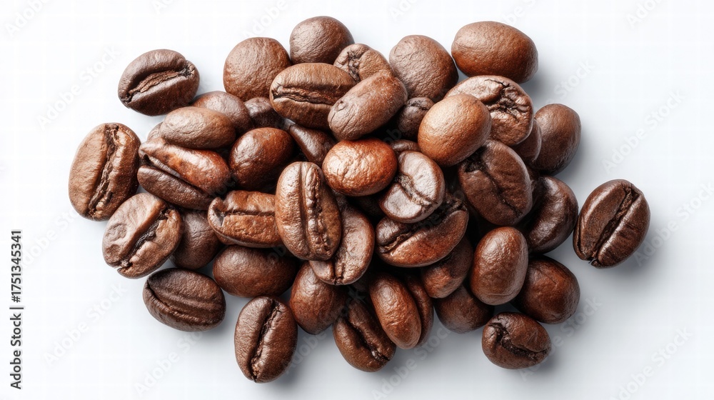 Fototapeta premium Roasted coffee beans on a white background