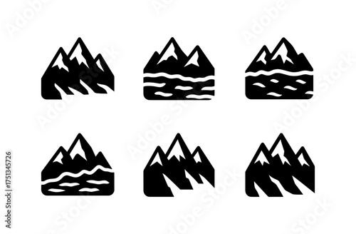 Minimalist mountain and glacier icon set for design projects