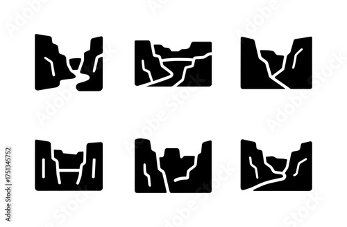Minimalist canyon icon set for graphic design and branding projects