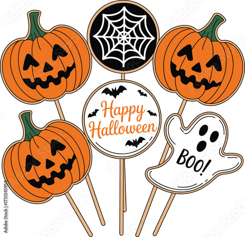 Vector art of halloween cupcake toppers.