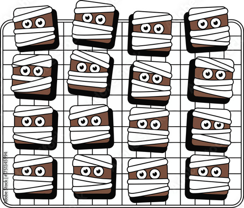 Vector art of mummy brownies.