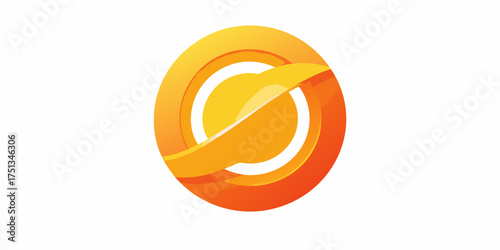 A captivating orange logo featuring a stylized planet with a prominent ring, , evoking themes of space exploration