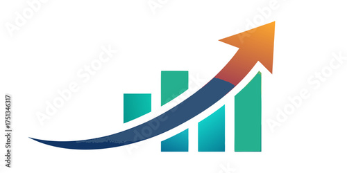 A vibrant illustration showcasing financial growth with rising bar graphs and an upwardpointing arrow, symbolizing success and positive trends