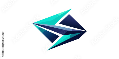 Abstract geometric logo design featuring a dynamic and modern shape with sharp angles and vibrant color palette